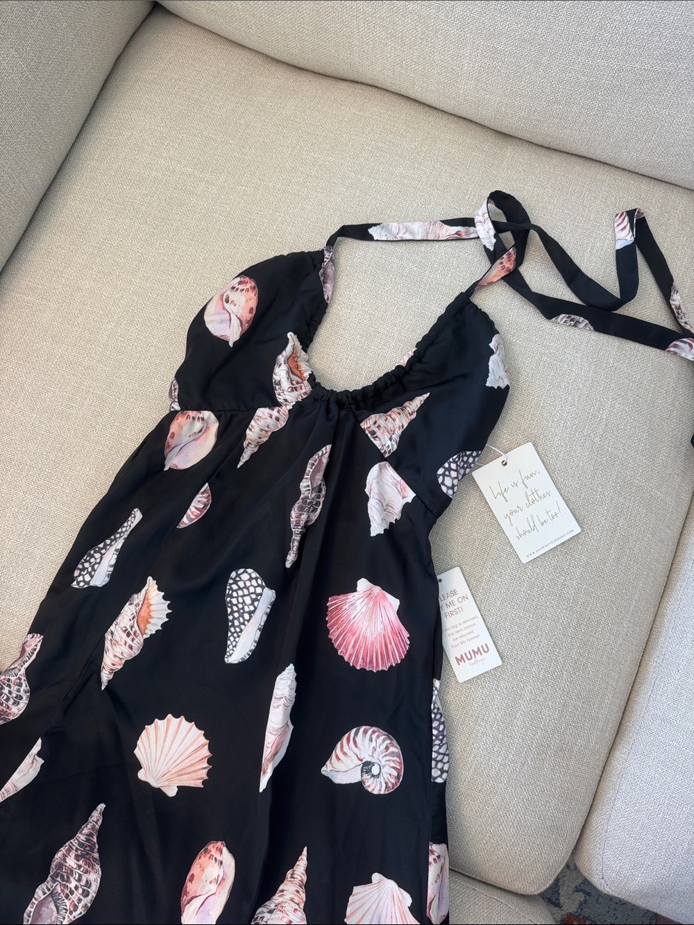 Show Me Your Mumu NWT Seashell Halter Maxi Dress XS/S Beach Vacation Goddess - Picture 9 of 9